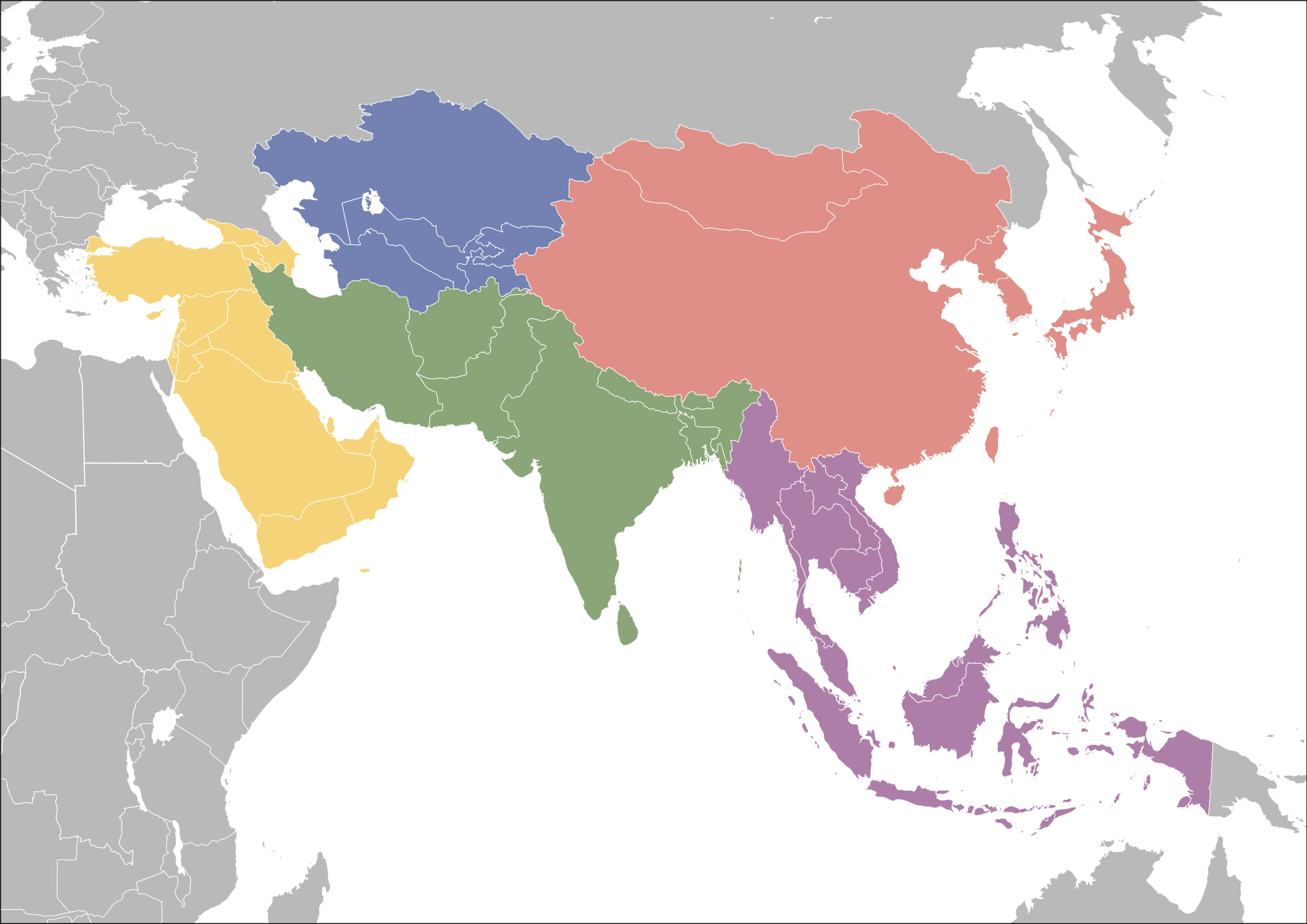 Карта регионов азии